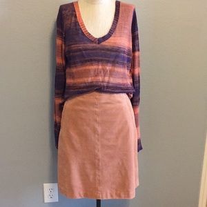 BCBG pink sand faux suede a line skirt